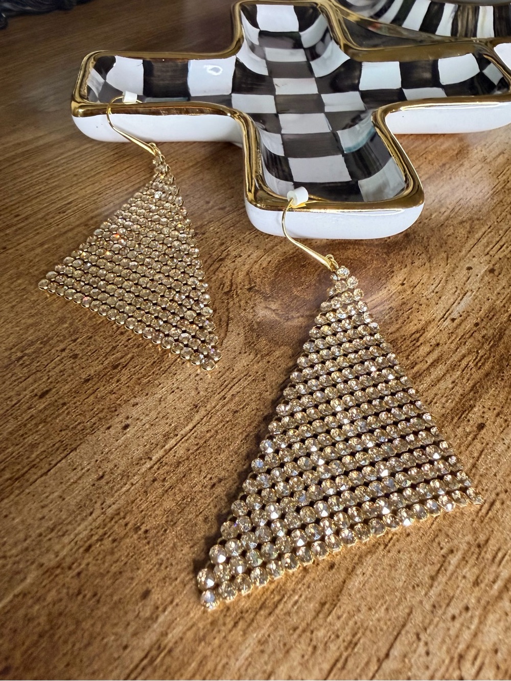 Swarovski Gold Crystal Mesh Drop Earrings - Picture 3 of 3